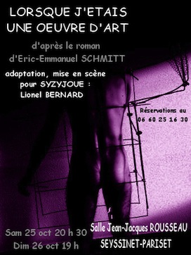 Affiche mauve et recto carte postale pour JJ Rousseau en octobre 2008.